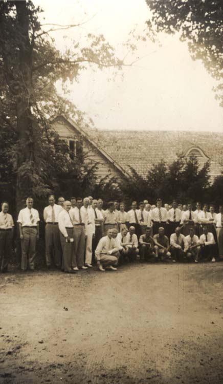 Group photo in front of the Symington House, mid-1940s